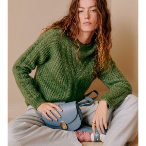 NWOT Sezane Jake Jumper in Garden Green Wool Blend Long Sleeves